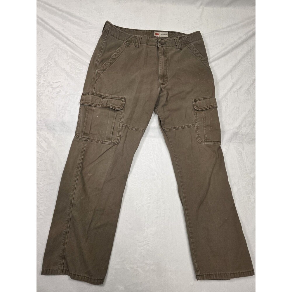 Wrangler Men's Brown Relaxed Fit Cotton Twill Cargo Pants Straight Leg - Picture 3 of 13